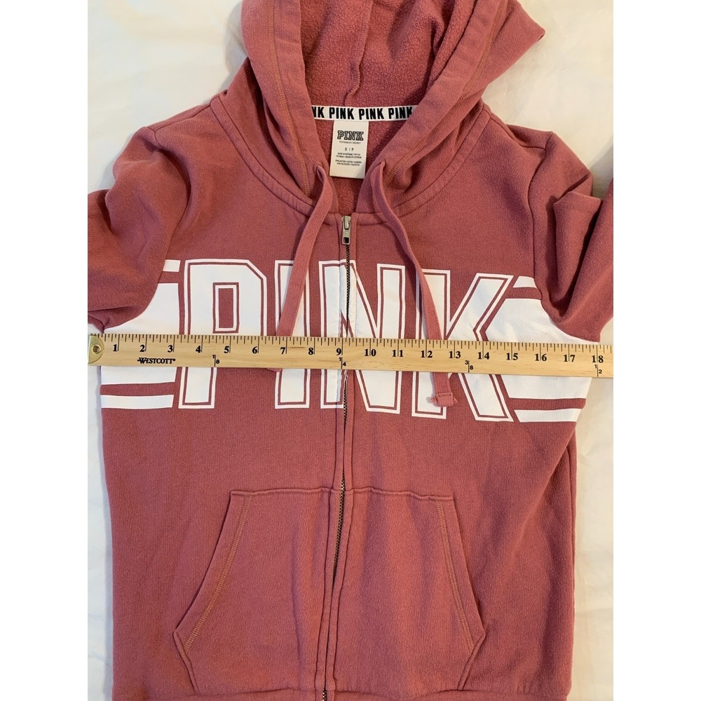 Victoria's Secret PINK Zip‎ Hoodie / Dusty Rose Logo Streetwear / Size S - Picture 7 of 11